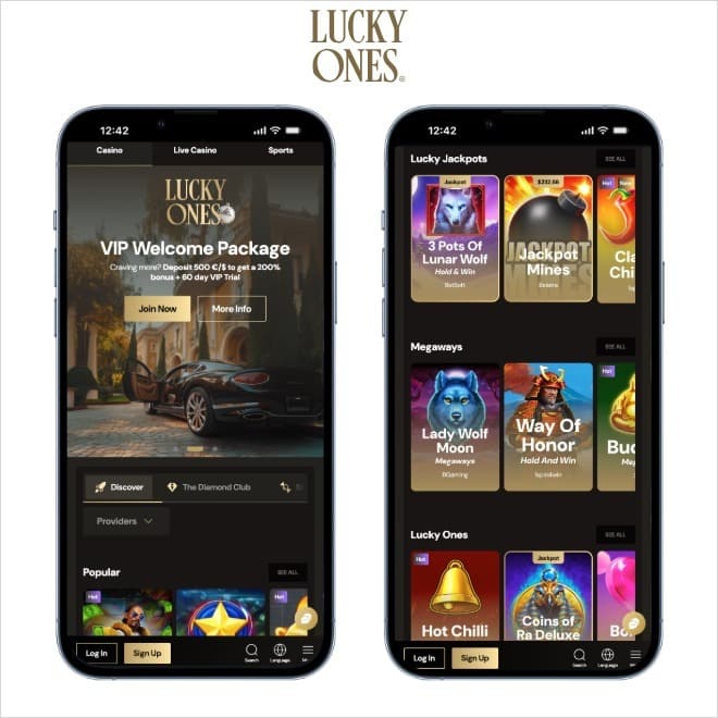 lucky ones mobile screenshots on a white background